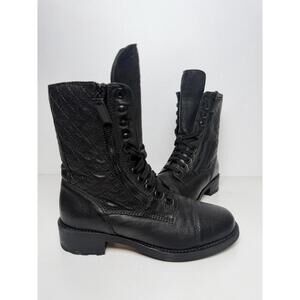 Chanel Quilted Leather Combat Boot Black Women's SZ 36.5